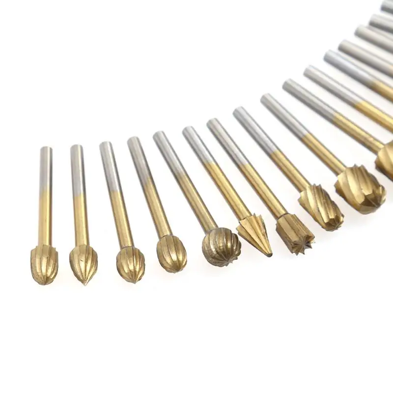 20PCS/Pack HSS Ti Routing Router Grinding Bit Burr Speed Kit 3mm Shank