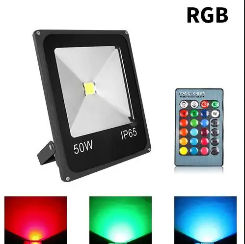 Светодиодный прожектор наружный прожектор IP65 водонепроницаемый RGB 10 Вт 20 Вт 30 Вт 50 Вт Настенный светильник отражатель садовое освещение 220 В - Испускаемый цвет: COB With RGB Remote