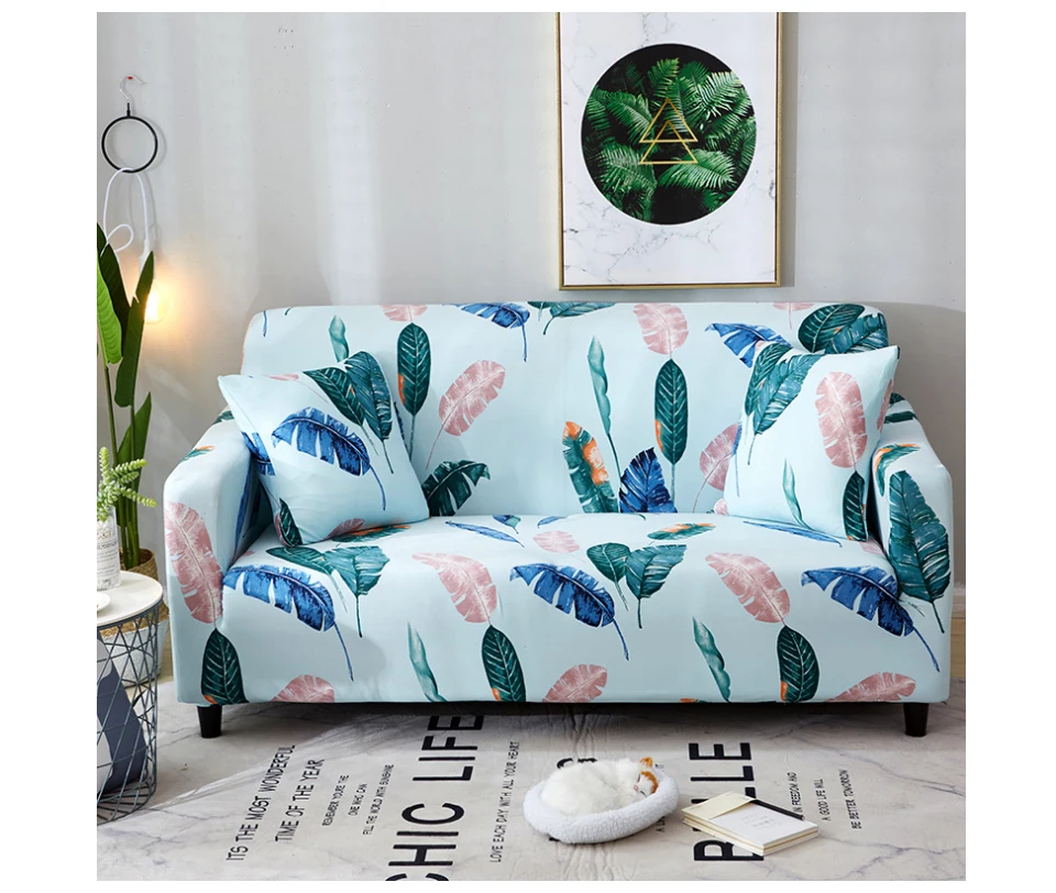 Чехол для дивана с цветочным принтом, Нескользящие чехлы для диванов для гостиной, эластичные Современные геометрические чехлы для диванов