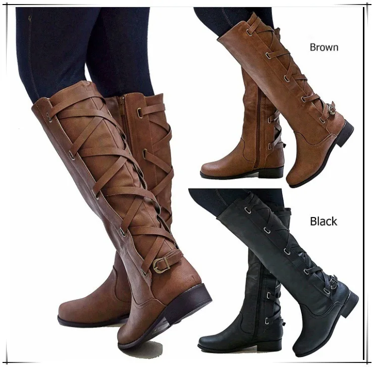 

2018 Winter Wome's Fashion Riding Boots with Ankle Design Near The Knee High Boots Knee Snow Boots Thickening Zipper Boat