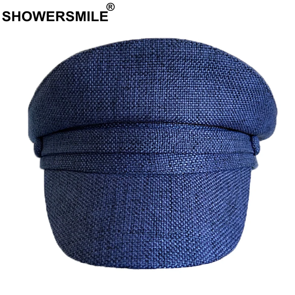 SHOWERSMILE, военная Кепка, женская, черная, хлопок, лен, плоский верх, шляпа, женская, Классическая, однотонная, пекарская Кепка, весенняя, женская, Матросская, армейская Кепка s