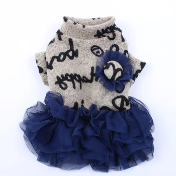 

Dog Cat Dress Tutu Heart Letter Design Pet Puppy Sweater Fluffy Skirt Autumn/Winter Warm Clothes Apparel 5 sizes