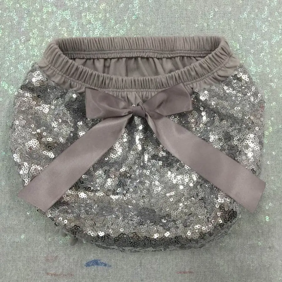 Обувь для девочек Летние Серебряные помпонами Шорты для женщин подгузник, Детские Искра день рождения серый помпонами промах, розовый блесток шаровары, для фотосессий