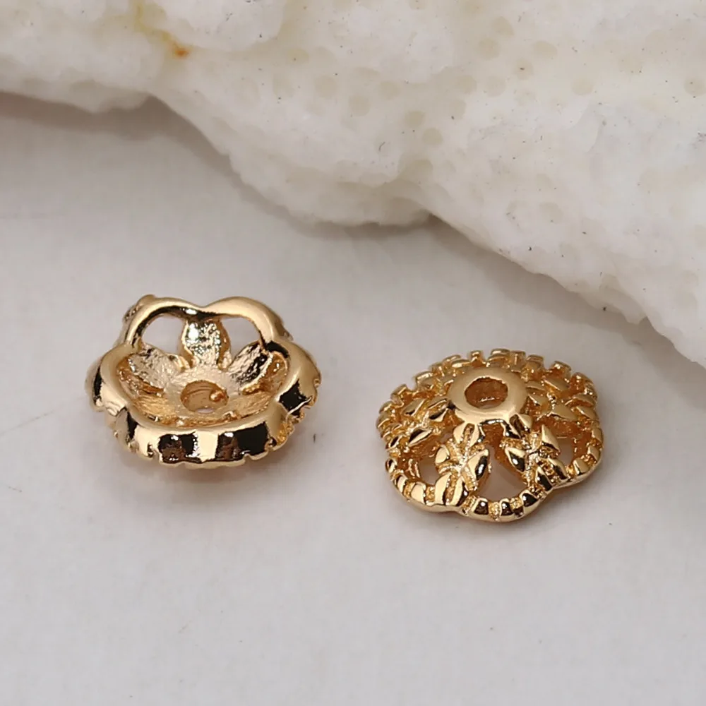 DoreenBeads медные шапочки для бусин Цветочные Золотые полные аксессуары ювелирных