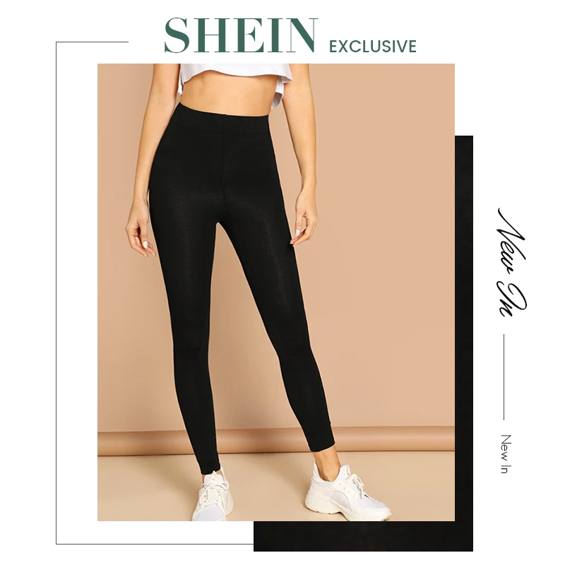 SHEIN однотонные леггинсы с эластичной резинкой на талии,, черные, красные, весна-осень, эластичные однотонные леггинсы, сексуальная женская одежда, леггинсы для тренировок