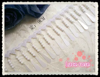 

White Fringe beaded sequins lace trim Tassel lace ribbon weaving rope trimming Diy Dance dress COS garment accessories