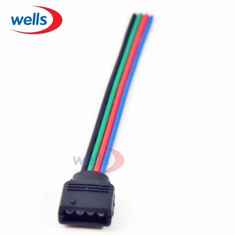 

100pcs 4pin female with 10cm long cable connector for 5050 3528 rgb led strp