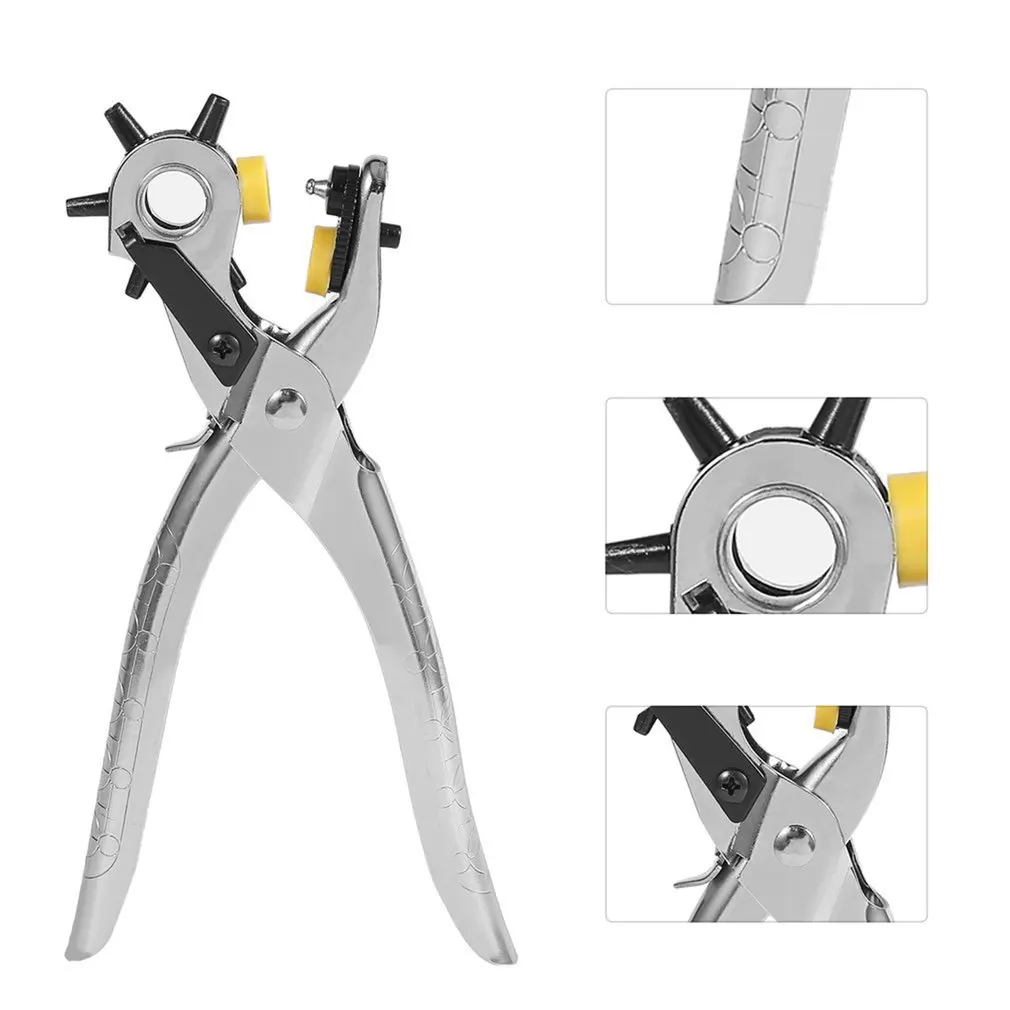 

Belt Hole Puncher Leather Punchers Tools Multifunctional Holes Punch Machine 3-in-1 Hand Pliers Tool with 5 Hole Sizes Drop