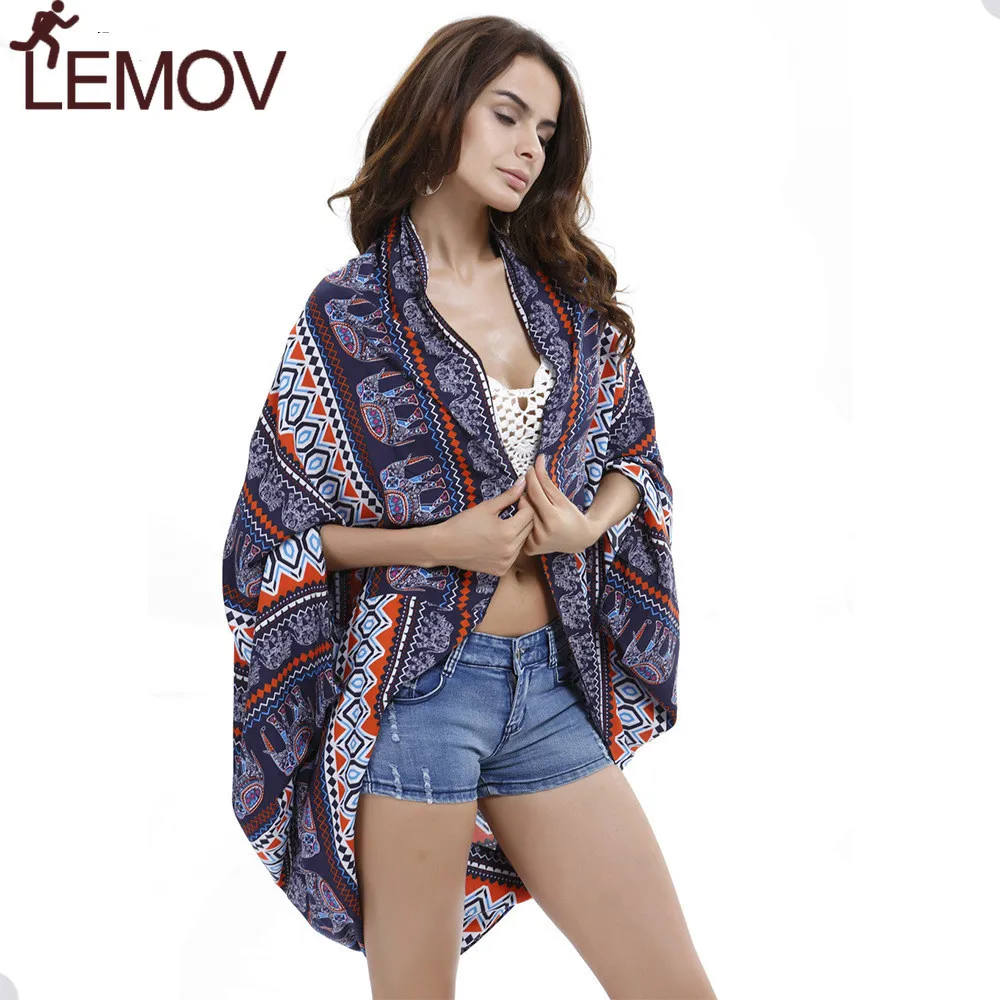 

Bohemia Summer Beach Swimsuit Cover Ups Seaside Swim Shawl Shin Printed Beach Cover Cardigan Beach Plus Size Women's Clothing