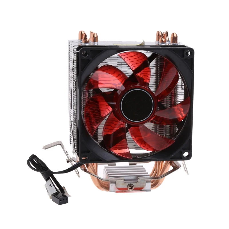 4 Heatpipe 130W Red LED CPU Cooler Fan Aluminum Heatsink For Intel 1156 AMD AM2 - L059 New hot pccooler mini hp 825 heatpipe cpu cooler heatsink w cooling fan black red silver