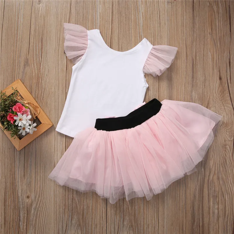Pudcoco/комплект из 2 предметов, модная летняя футболка для мамы и дочки+ фатиновая юбка с бантом летняя одежда, костюм