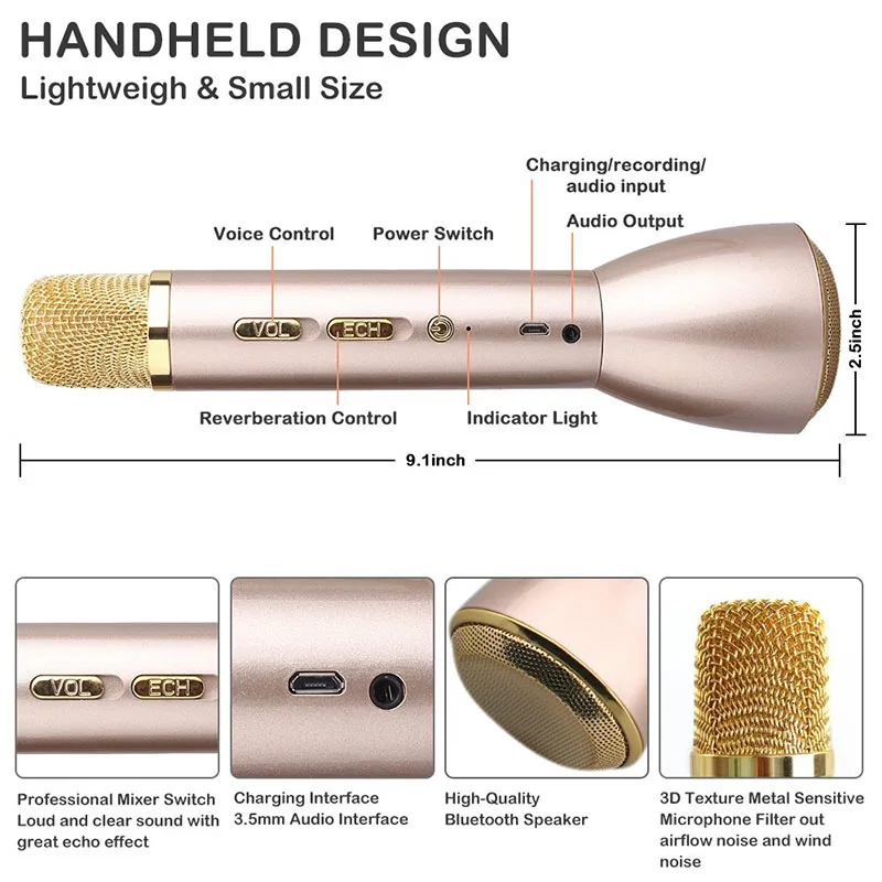 Микрофон для детей, беспроводной караоке-микрофоны с bluetooth-динамиком портативное Караоке микрофонная машина для дома KTV
