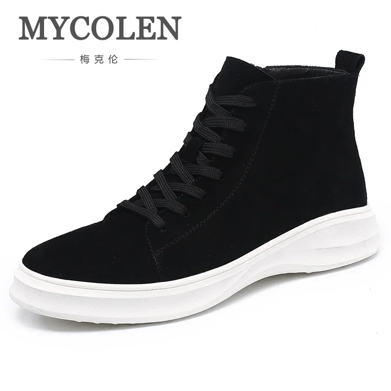 

MYCOLEN Summer 2018 Men Boots Black New High-Top Tide British Short Boots Men's Lace-Up Comfortable Shoes Chaussures Homme