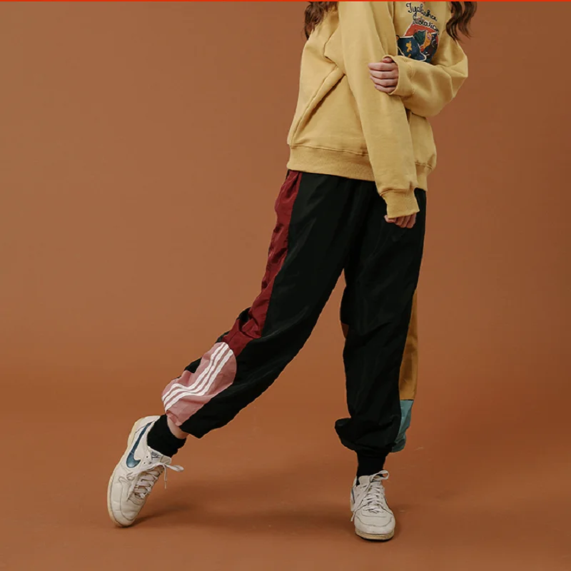 2018 Spring Winter Women And Men Fleece Thick Pants Capris Loose Warm Tracksuits Trousers Full Length Lace Up Waist Patchwork