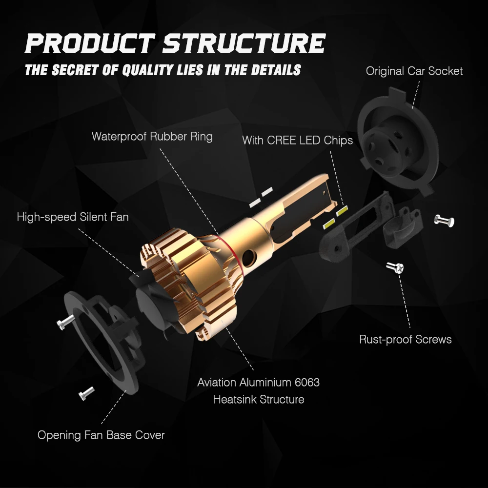 NOVSIGHT авто светодиодный лампы для передних фар H4 светодиодный H7 H1 H3 H11 H13 9005 9006 9007 72 Вт 12000lm12, 000 об./мин. стайлинга автомобилей 3000K Золотой современные настенные светильники