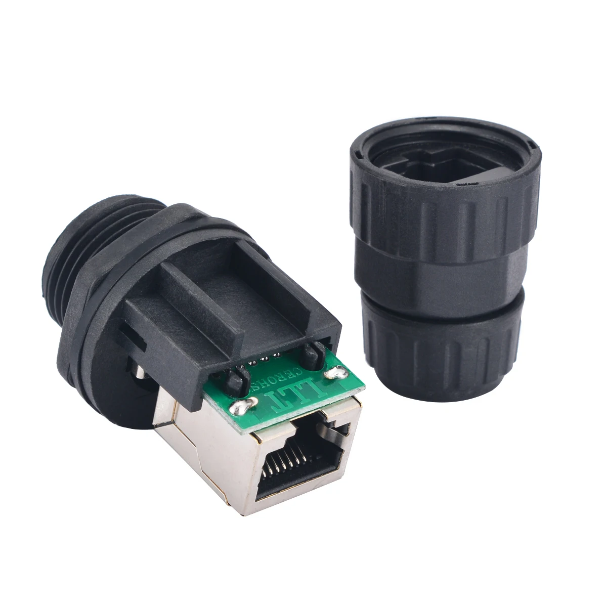 1pc RJ45 Interface IP68 Network Waterproof Connector Durable Pluggable Transposon Connectors 10mm Hole 8 Core For Outdoor AP Box