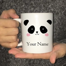 Персонализированные керамические кружки с печатным рисунком Милая панда кружка для чая кофе чашка подарок имя текст Прямая