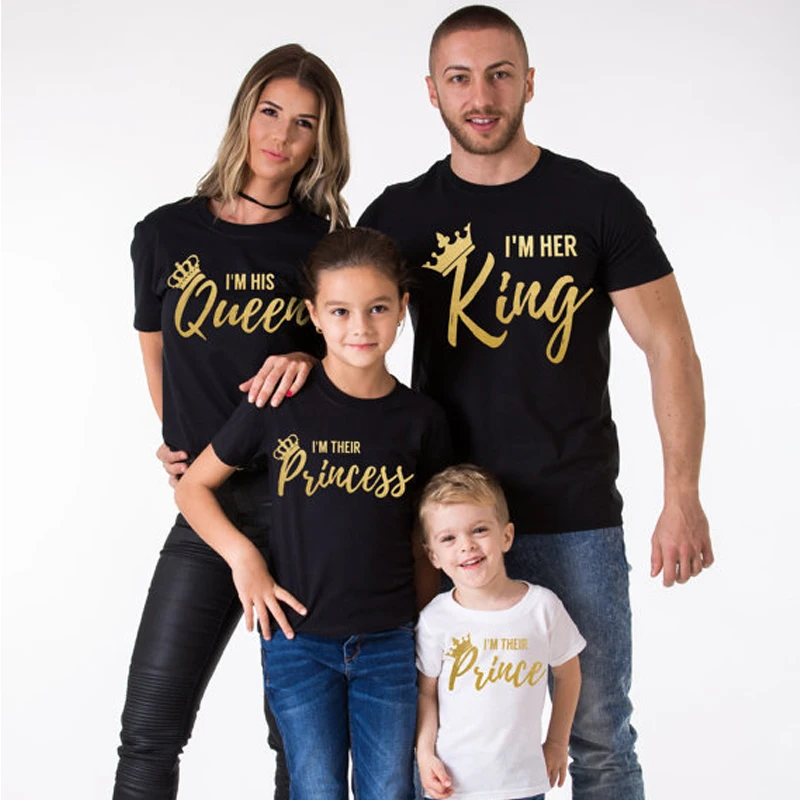 

Family Matching Outfits Summer Matching Cotton Short Sleeve T-shirt Father Mother Daughter Son Clothes King Queen Family Look