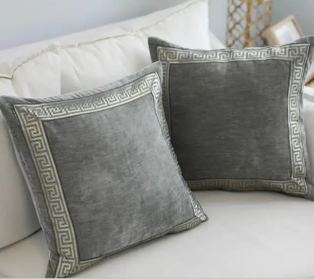 45x45 cm/60x60 cm beige/gris/bleu/vert classique broderie coussin