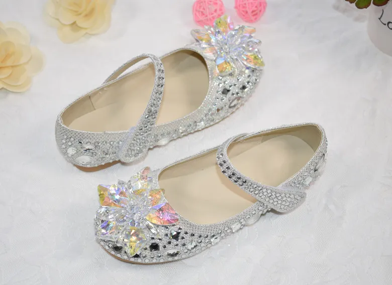 Sapatos de Cristal Sapatos de Couro Crianças da Criança do Bebê Sapatos de Dança Novas Meninas Moda Plana Vidro Strass Princesa Crianças 04 8 da criança do bebê princesa crianças sapatos de dança 04