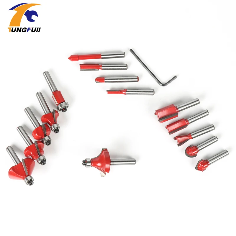 

15pcs Professional Shank Tungsten Carbide Router Bit Set Woodworking Trimming Engraving Carving Cutting Tools