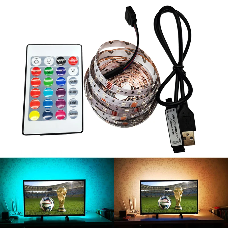 5 в 3528 USB Светодиодная лента для ПК 50 см 1 м RGB без водонепроницаемой лампы Диодная