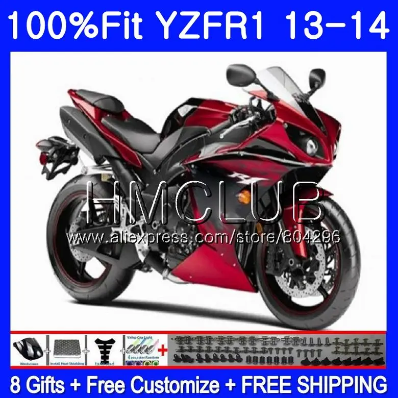 

Injection Body For YAMAHA YZF R 1 YZF 1000 YZFR1 13 14 112HM.8 YZF-1000 Dark red blk YZF-R1 13 YZF1000 YZF R1 2013 2014 Fairing
