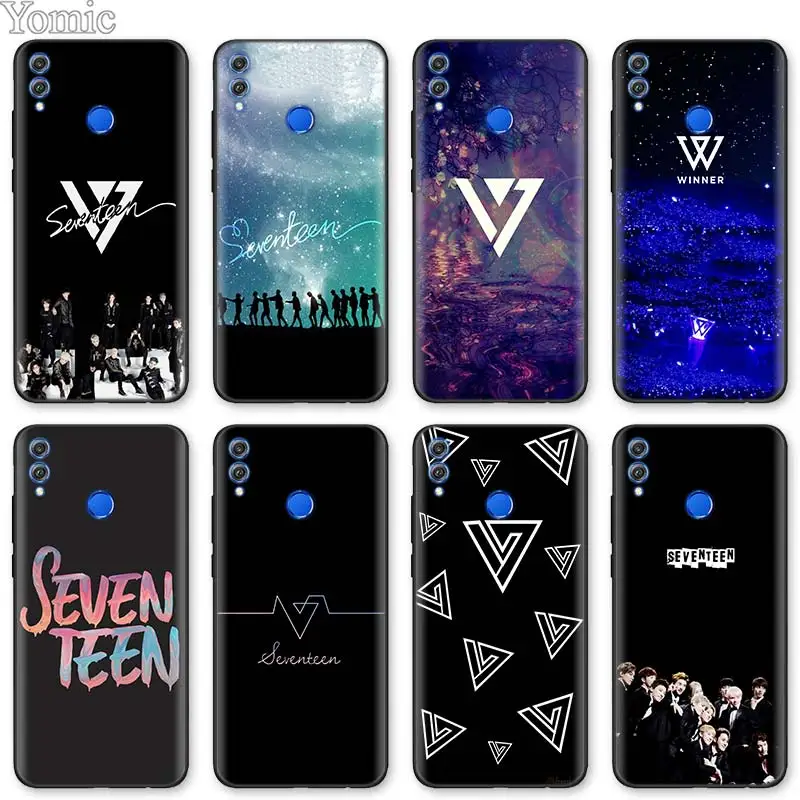 

Kpop seventeen boys Black Soft Case for Huawei Honor Y6 Y7 Prime Y9 2019 8X 8C 8A 7C 7A Pro 9 10 Lite Play Case Cover