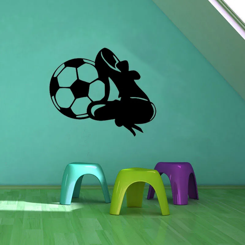 YOJA 55.9CM*46.7CM Fashion Football PVC Decor Wall Sticker Gym Kids Room Decal W2-002