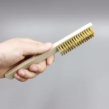 Медная проволока, латунь, брист, деревянная ручка, проволока, щетка для царапин 208 мм для чистки металла