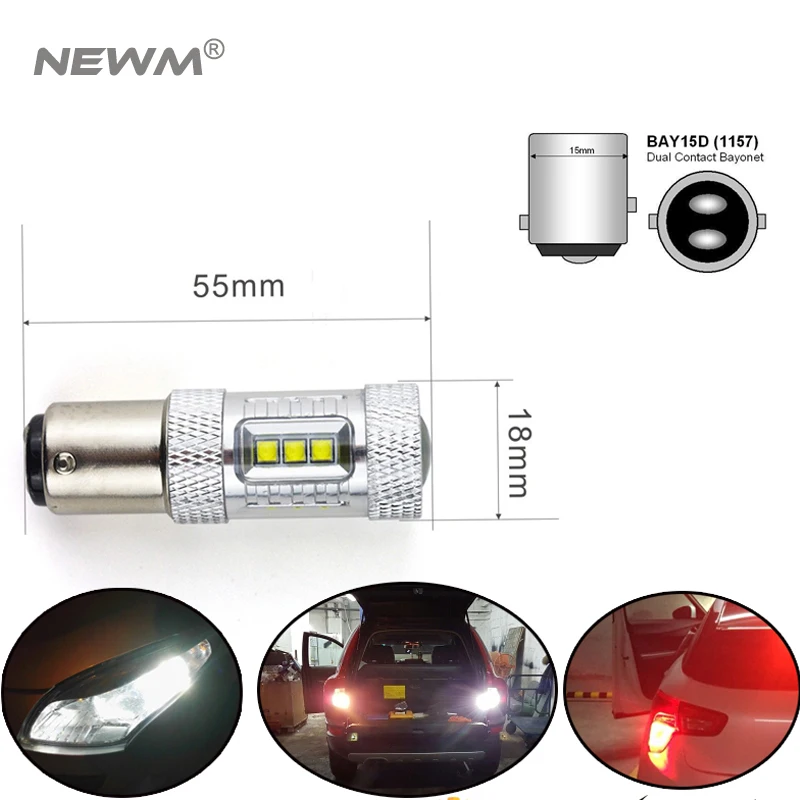 2x 30W 50W 80W S25 1157 BAY15D BA15D BAZ15D Led Light Bulb P21 5W Car Reverse