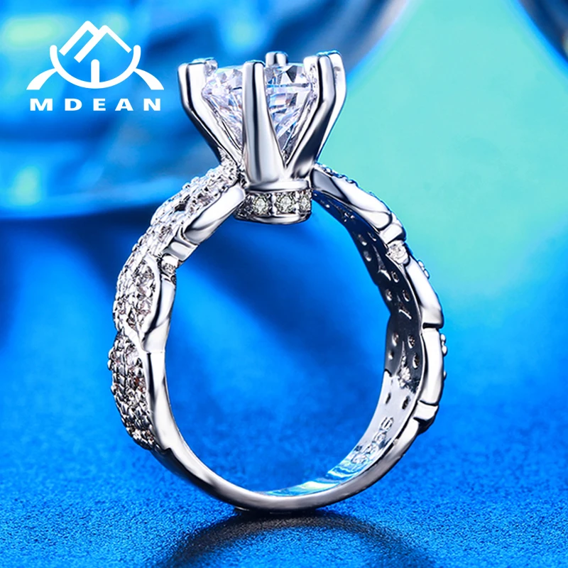 MDEAN обручальные кольца для женщин белого золота цвет помолвки AAA циркон ювелирные