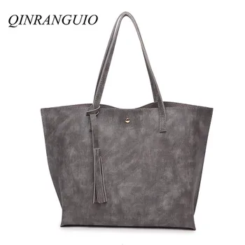 

QINRANGUIO Shoulder Bag Women Purses And Handbags Big Tote Bags For Women Leather Handbags Tassel Ladies Hand Bags New Women Bag