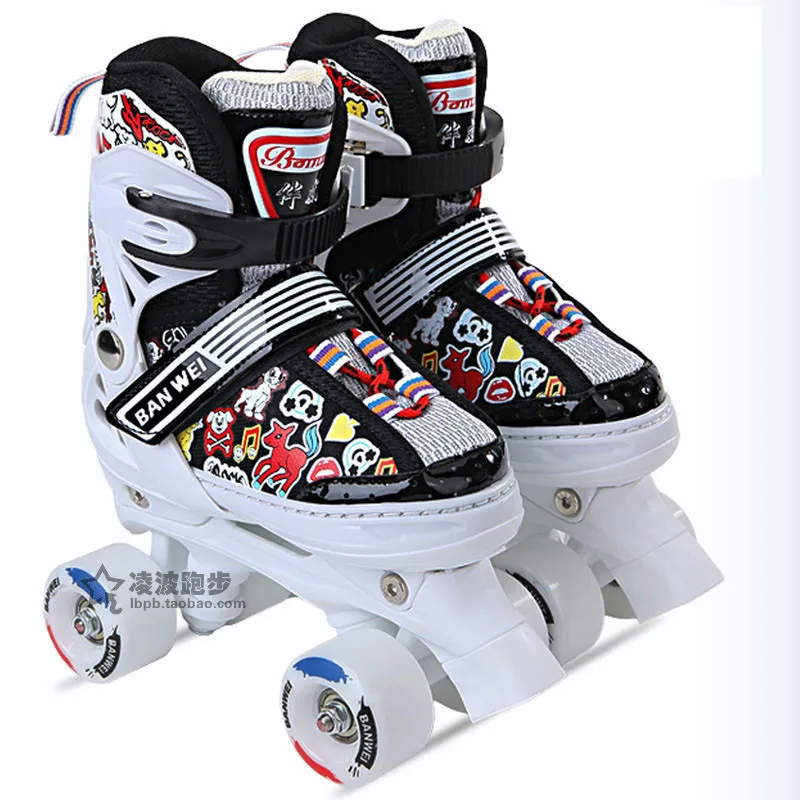Красочные детские роликовые коньки размер регулируемые роликовые коньки на парных колесах для детей две линии катания обувь Patines с полиуретановыми колесами IB06