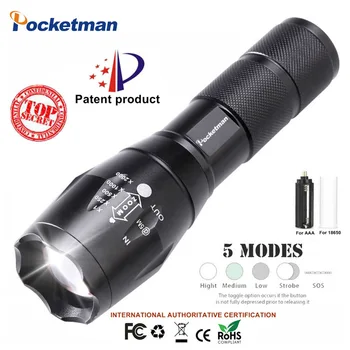 

Pocketman 3800Lumens XML-T6 linterna led led Torch Zoomable LED Flashlight Torch light For 3xAAA or 1x18650 Z20