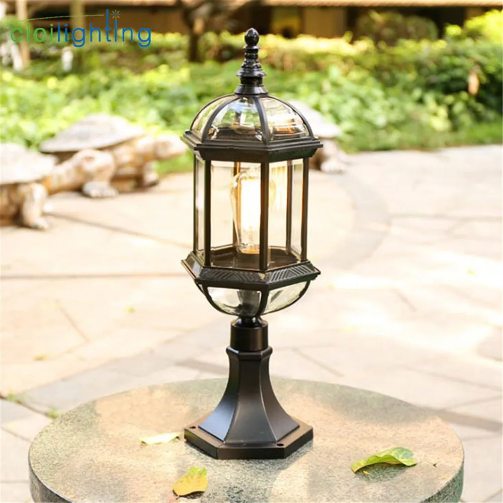 Rustic waterproof led Pillar Wall Lamp Vintage outdoor glass LED post