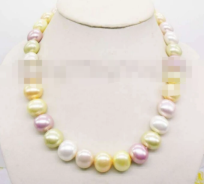 

3254 Natural Multi-color Oval Shell Pearl chain necklace