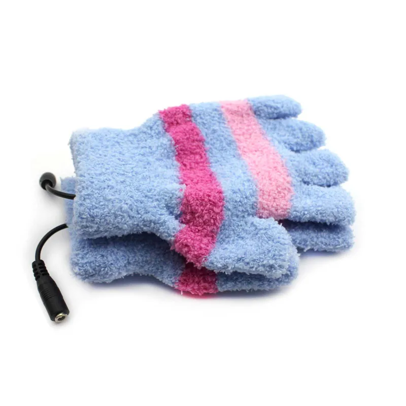 Перчатки без пальцев с питанием от USB; теплые перчатки для офиса; сезон осень-зима - Цвет: light blue