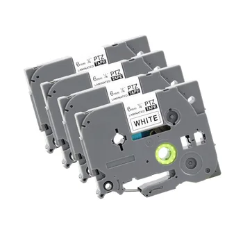 

4 PCS Black On White TZe 211 6mm PUTY label tapes Tze 211 length 8m compatible 6mm tapes Black on White Tze 211