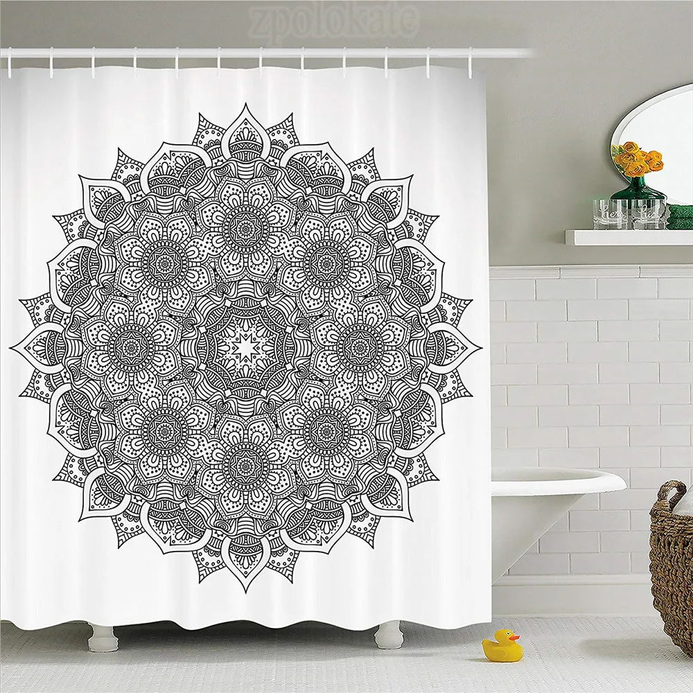 buy Mandala Decor Shower Curtain Flower and Leaf Old Arabic Ottoman Mandala Chart Life Web Meditation Print Fabric Bathroom Decor