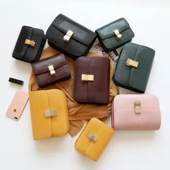 

2019 new fashion trends with lizard pattern tofu women's bag small square bag single shoulder messenger bag qq036