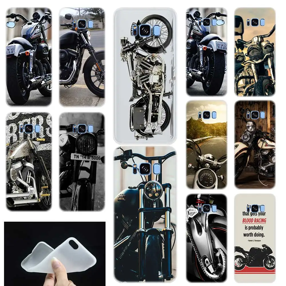 Classic Motorcycle Soft TPU Silicone Phone Back Case Cover For Samsung Galaxy S6 S7 Edge S8 S9 Plus S10 plus lite Note 8 9