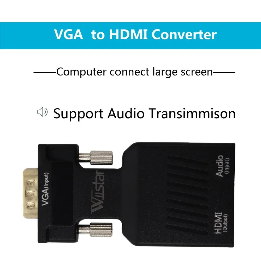 

Wiistar Mini VGA HDMI Adapter Cable 1080P with 3.5mm Audio VGA2HDMI Converter for PC Laptop HDTV