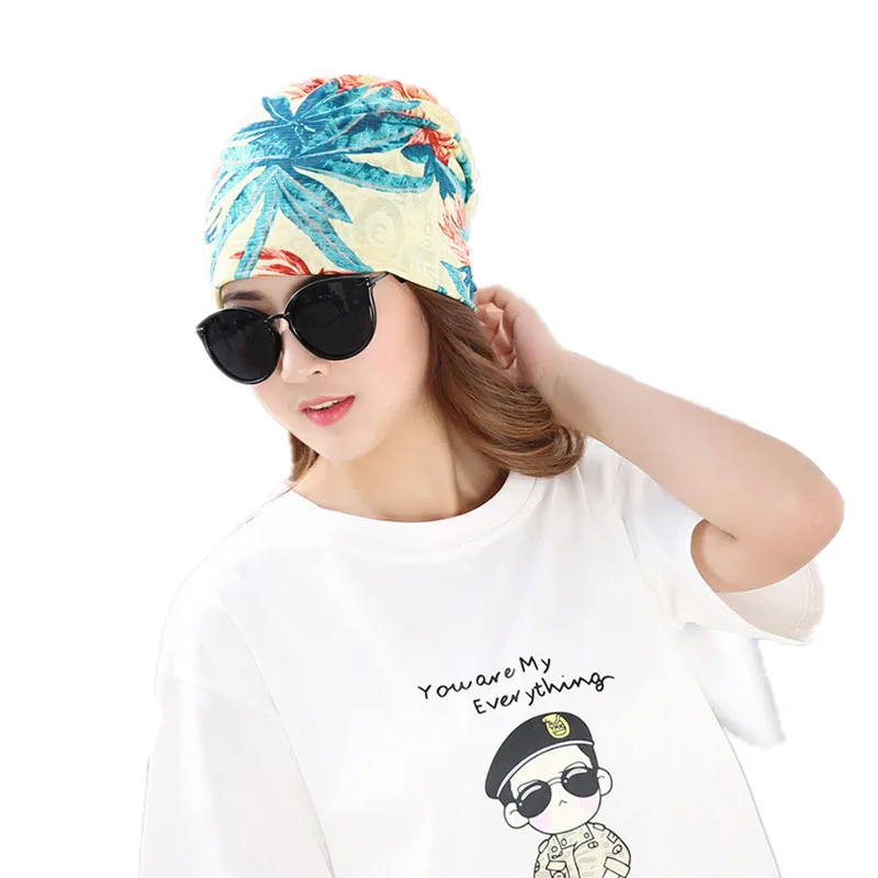 Spring summer girls scarf hat ladies hedging fashion chemotherapy hats month cap multi-function printing beach women beanies 