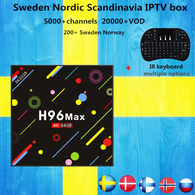 

Sweden H96 Max Android TV box 7.1 4G/64G with PRO IPTV 5000+live channels Vod Israel France USA Canada Indian Europe Set Top Box
