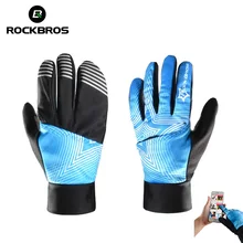 ROCKBROS Cycling MTB Bicycle Full Finger Gloves Winter Windproof Thermal Gloves Touch Screen Cover Full Waterproof