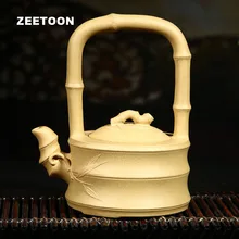 380cc Аутентичные Исин Чай горшок Бамбук барабан перекладине горшок Китай здоровья фиолетовый глины Чай горшок Кофе чайник Винтаж Zisha дома декор