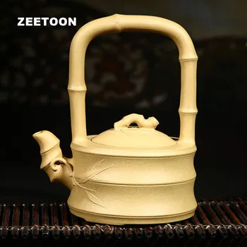

380cc Authentic Yixing Teapot Bamboo Drum Crossbeam Pot China Health Purple Clay Tea Pot Coffee Kettle Vintage Zisha Home Decor