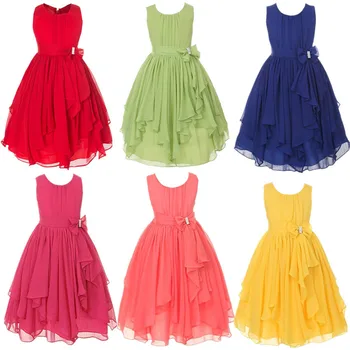 

5 7 8 9 10 Y Summer 2019 Teen Chiffon Ball Gown Party Dresses Baby Girls Dance Clothes Kids Asymmetric Ruffled Princess Dress