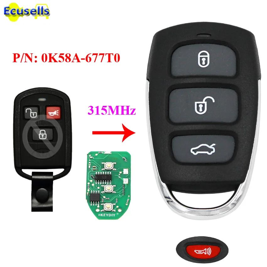 

Upgraded 3+1/4 buttons Remote Car Key Control 315mhz for KIA Spectra Optima Sorento Sedona P/N: 0K58A-677T0